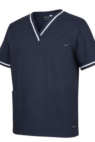 Contrast Scrubs Top - Navy/White